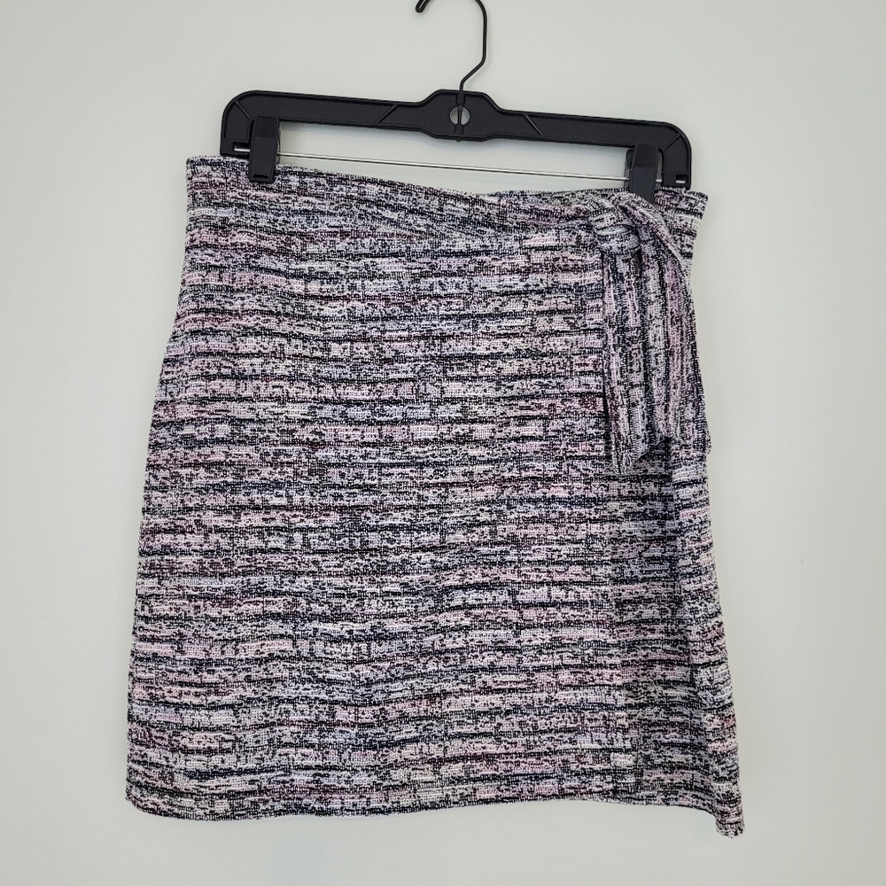 LOFT Womens M Multicolored Knit Faux Wrap Bow Tie Waist Mini Skirt